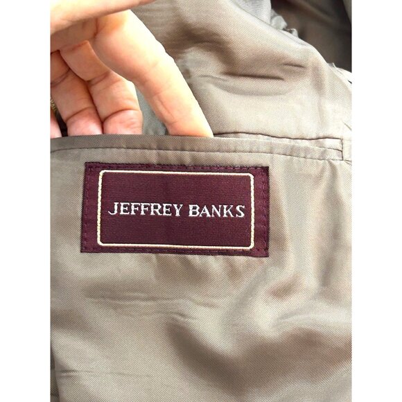 Jeffrey Banks Men’s Blazer Brown 42 R Vintage Polyester Suede Feel Sport Jacket - Picture 5 of 15